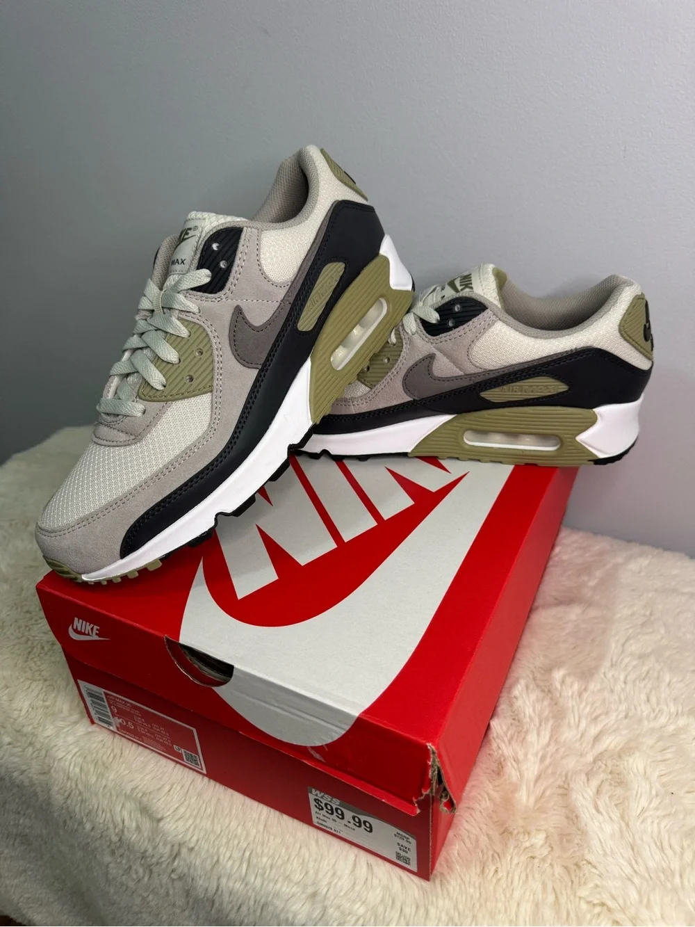 Nike Air Max 90 Neutral Olive Light Bone/College Grey Suede Sneakers DM0029-011